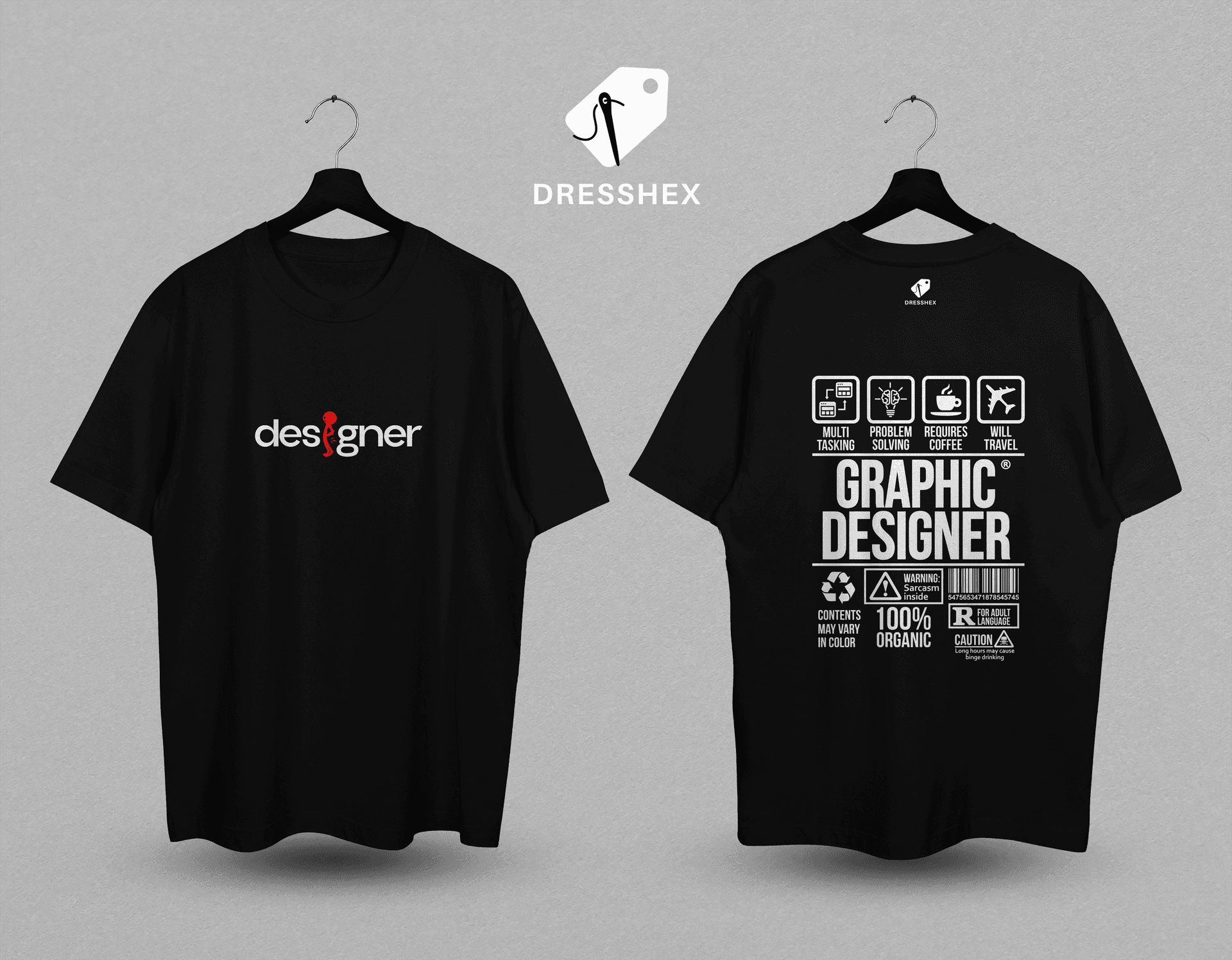 Graphic Designer Hustle Drop Shoulder Tee - Image 1
