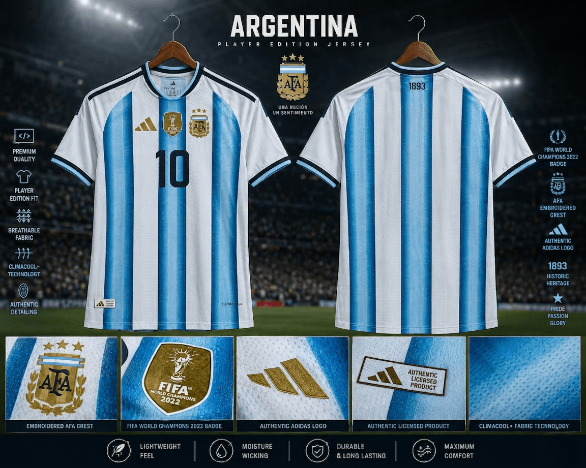 Argentina 2026 World Cup Home Jersey - Player Edition